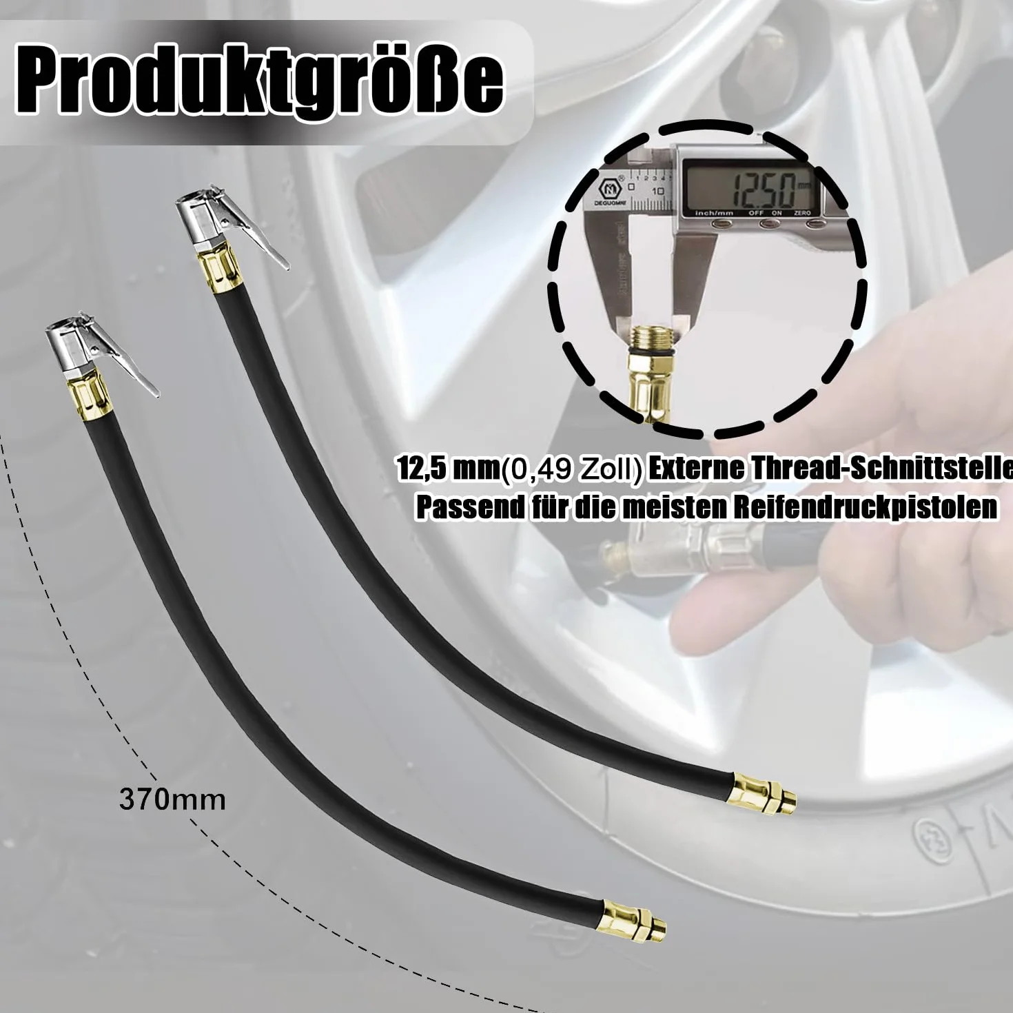 Wąż do pompowania opon 38 cm zestaw przedłużenia zaworu adapter samochodowy