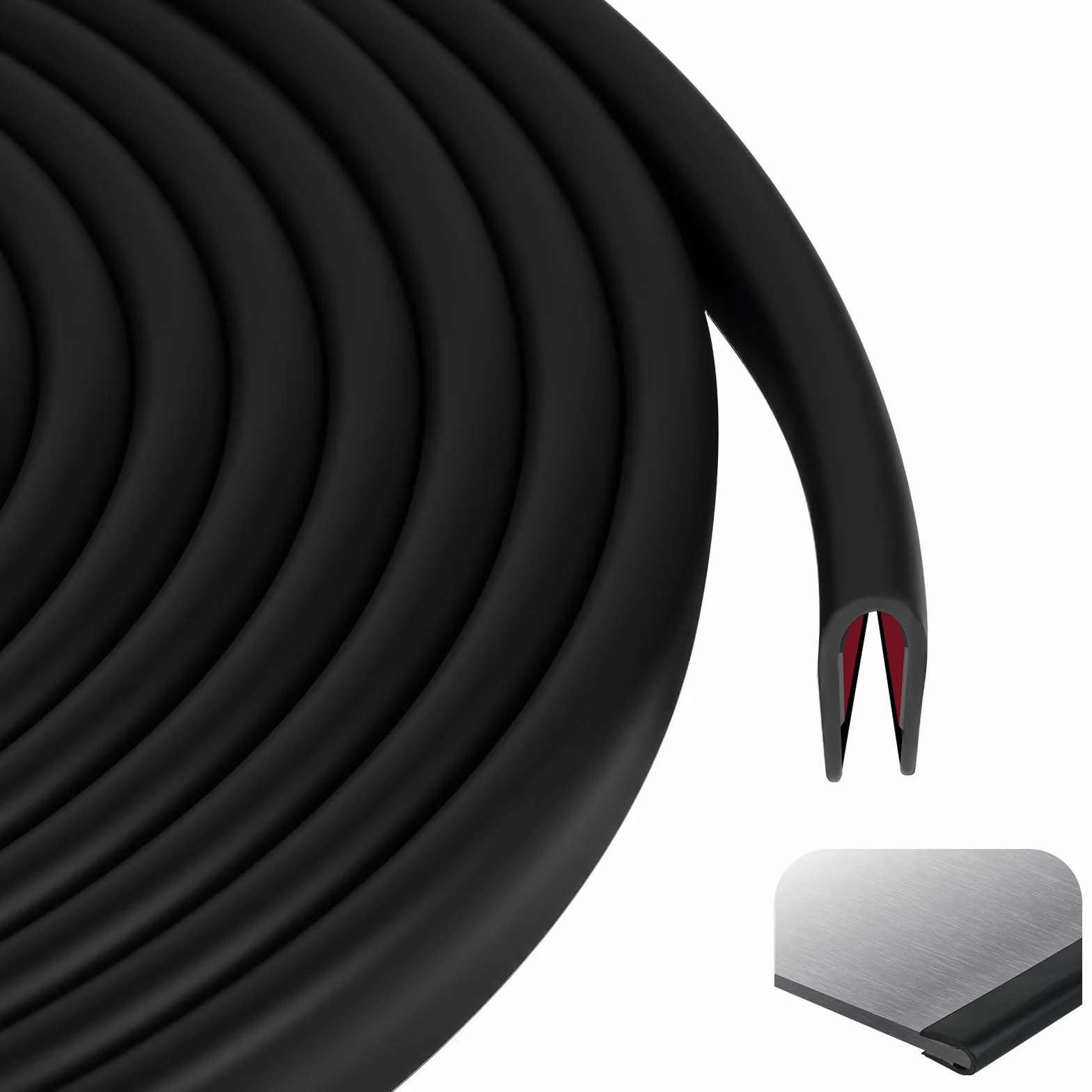 Flintronic 3M Gumowa osłona krawędzi kanału U 10 mm x 5 mm samoprzylepna czarna