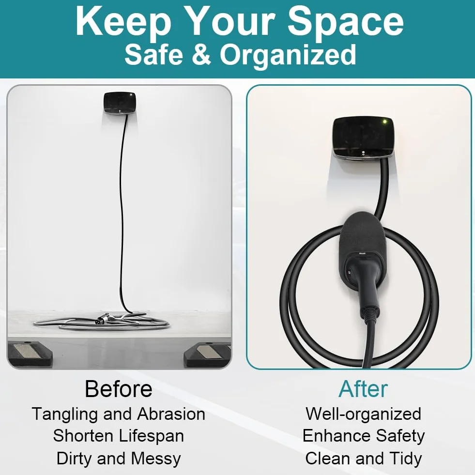 Uchwyt ładowarki typu 2 EV, kabel Wallbox, uchwyt ścienny do ładowarki EV