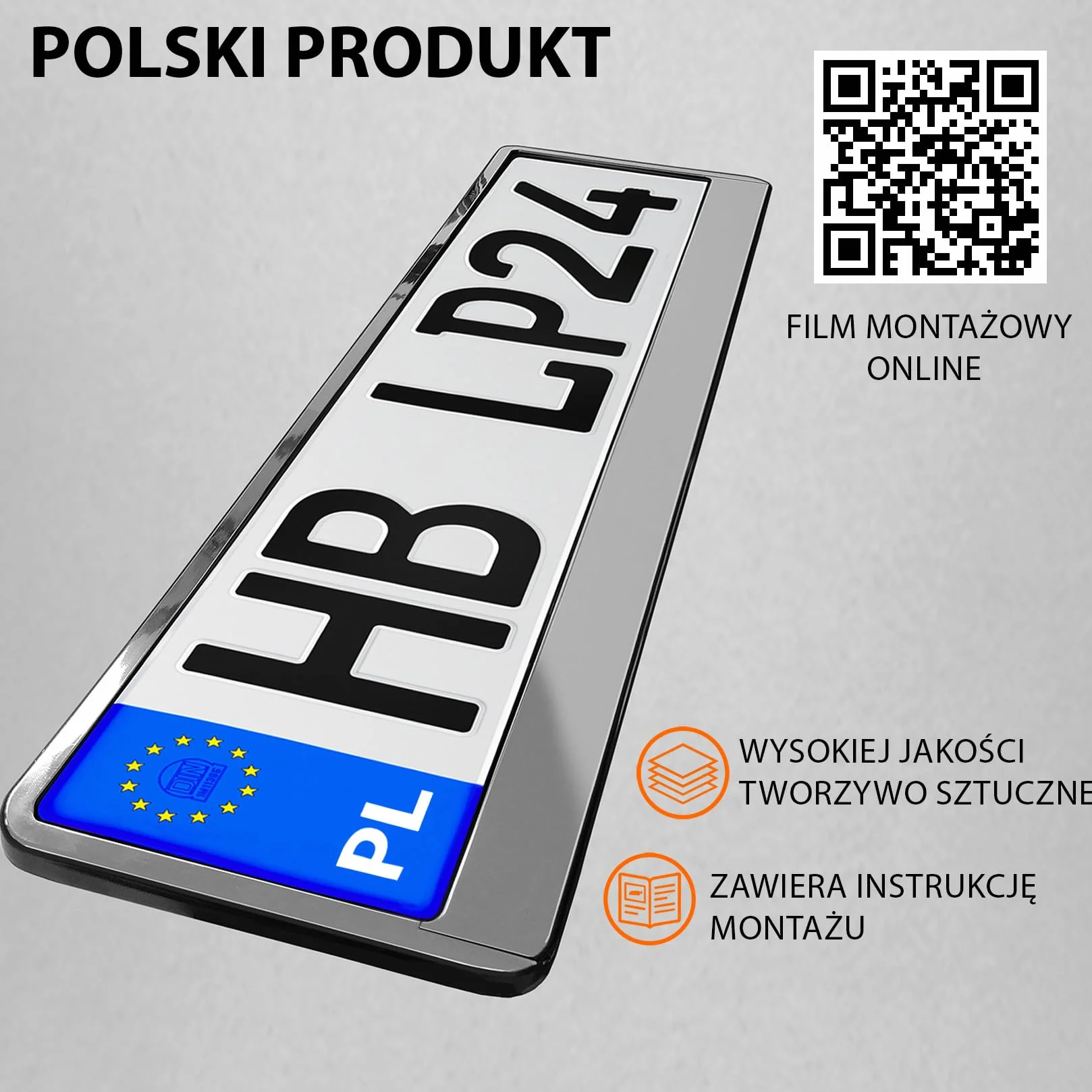 L&P - 2x Uchwyt tablicy rejestracyjnej - trwały i bezpieczny - 8 śrub - chrom look - 520x110 mm - Ramka do tablic rejestracyjnych - pasuje do każdego samochodu - dla polskich tablic PL - uniwersalny