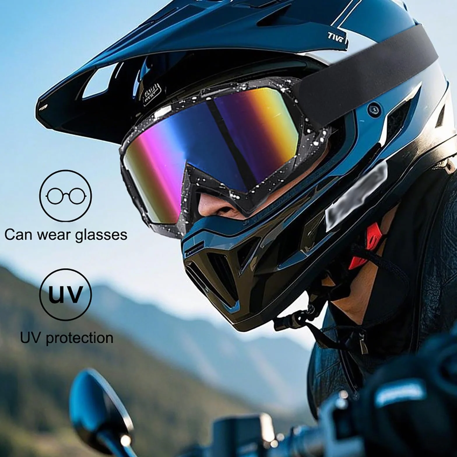 Gogle motocyklowe Motocross, maska narciarska, okulary narciarskie mężczyźni i kobiety Otg, ochrona przed wiatrem i piaskiem anty-UV, do sportów na świeżym powietrzu