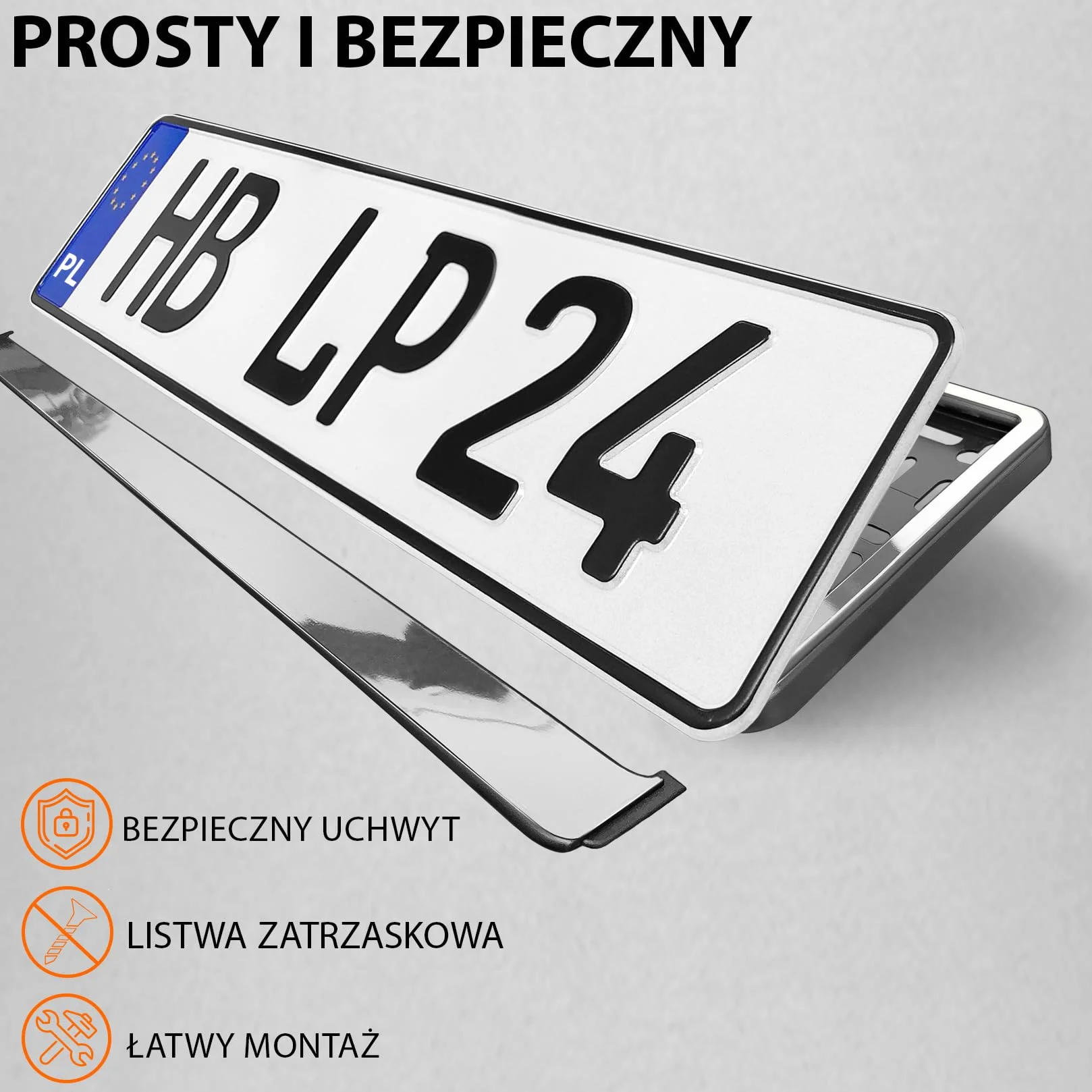 L&P - 2x Uchwyt tablicy rejestracyjnej - trwały i bezpieczny - 8 śrub - chrom look - 520x110 mm - Ramka do tablic rejestracyjnych - pasuje do każdego samochodu - dla polskich tablic PL - uniwersalny