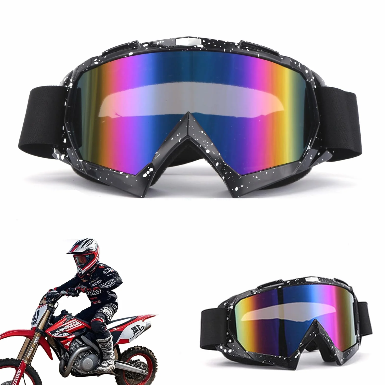 Gogle motocyklowe Motocross, maska narciarska, okulary narciarskie mężczyźni i kobiety Otg, ochrona przed wiatrem i piaskiem anty-UV, do sportów na świeżym powietrzu