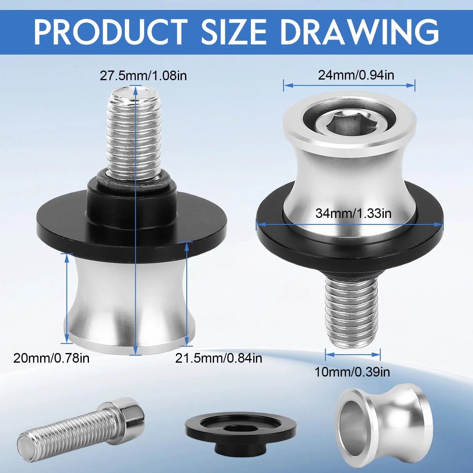 Duokon szpula wahacza CNC 10mm twardy anodowany stojak wahacz szpulki 1 para srebrny