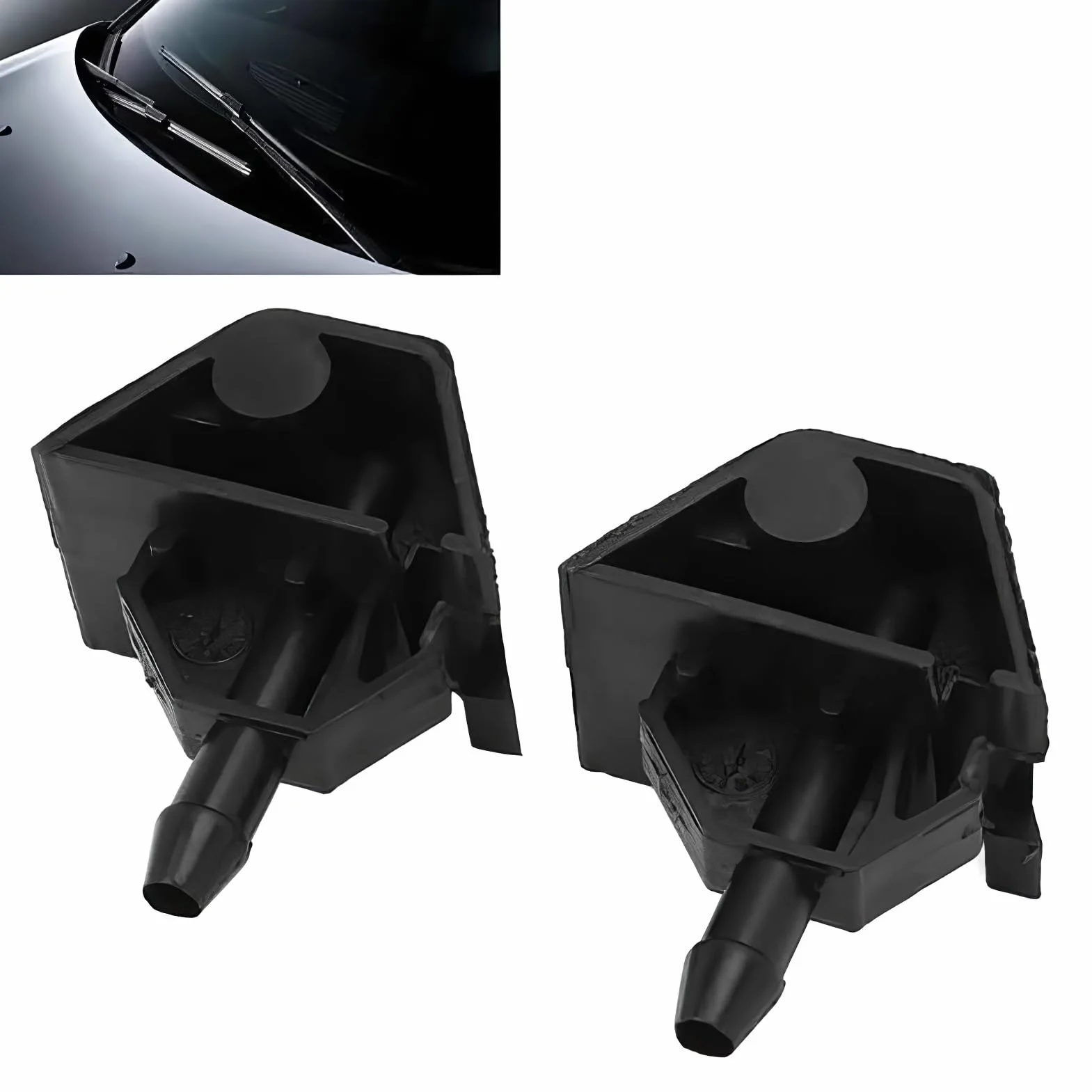 Baceyong 2 x dysze do spryskiwaczy przedniej szyby 28932-JD000, 28932JD000, kompatybilne z Nissan Qashqai J10 2007-2014, kompatybilne z Qashqai +2 JJ10 2010-2014