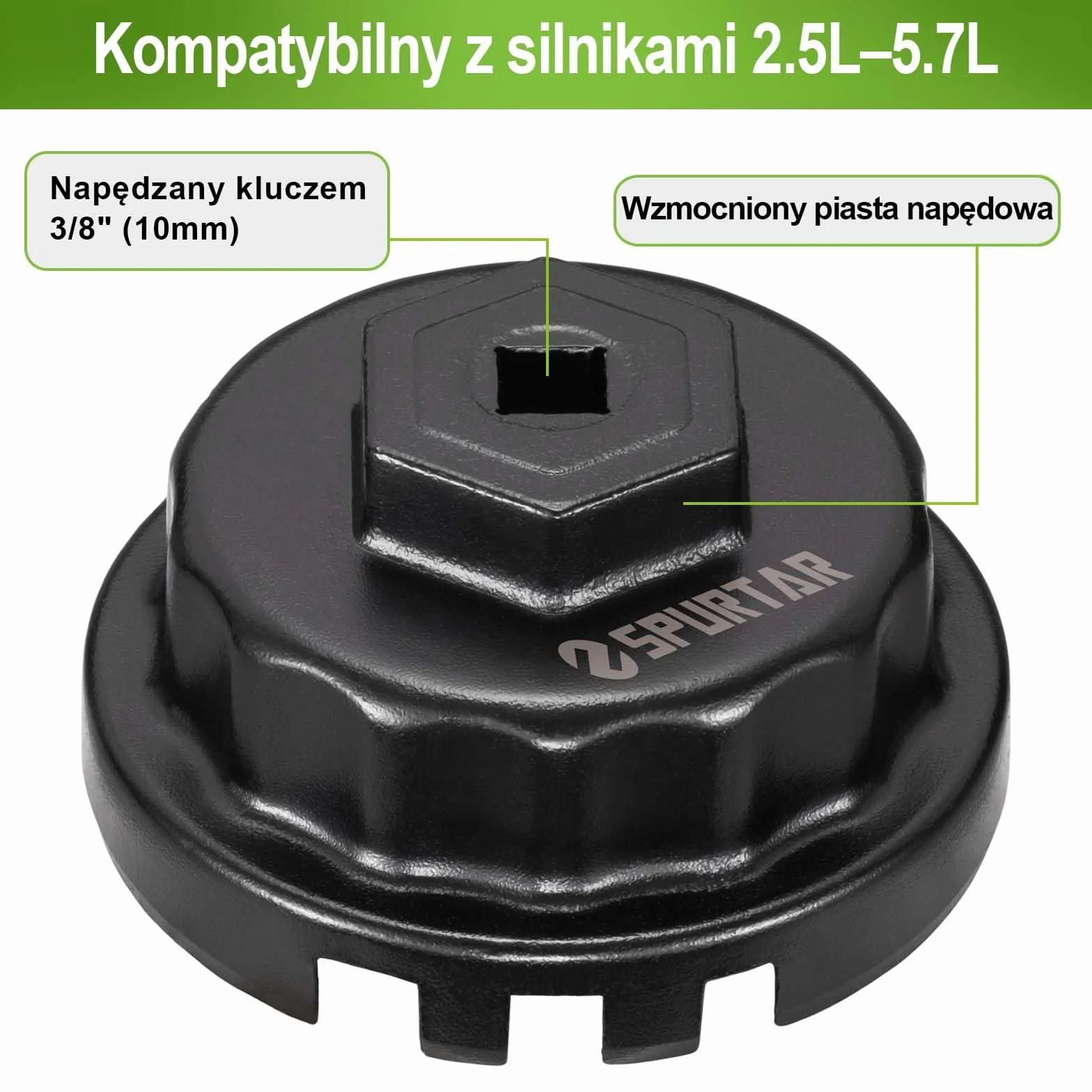 Spurtar Klucz do filtra oleju 64 mm 14-kątny, nasadka do filtra oleju kompatybilna z Lexus, Camry, Tundra 2,5-5,7L