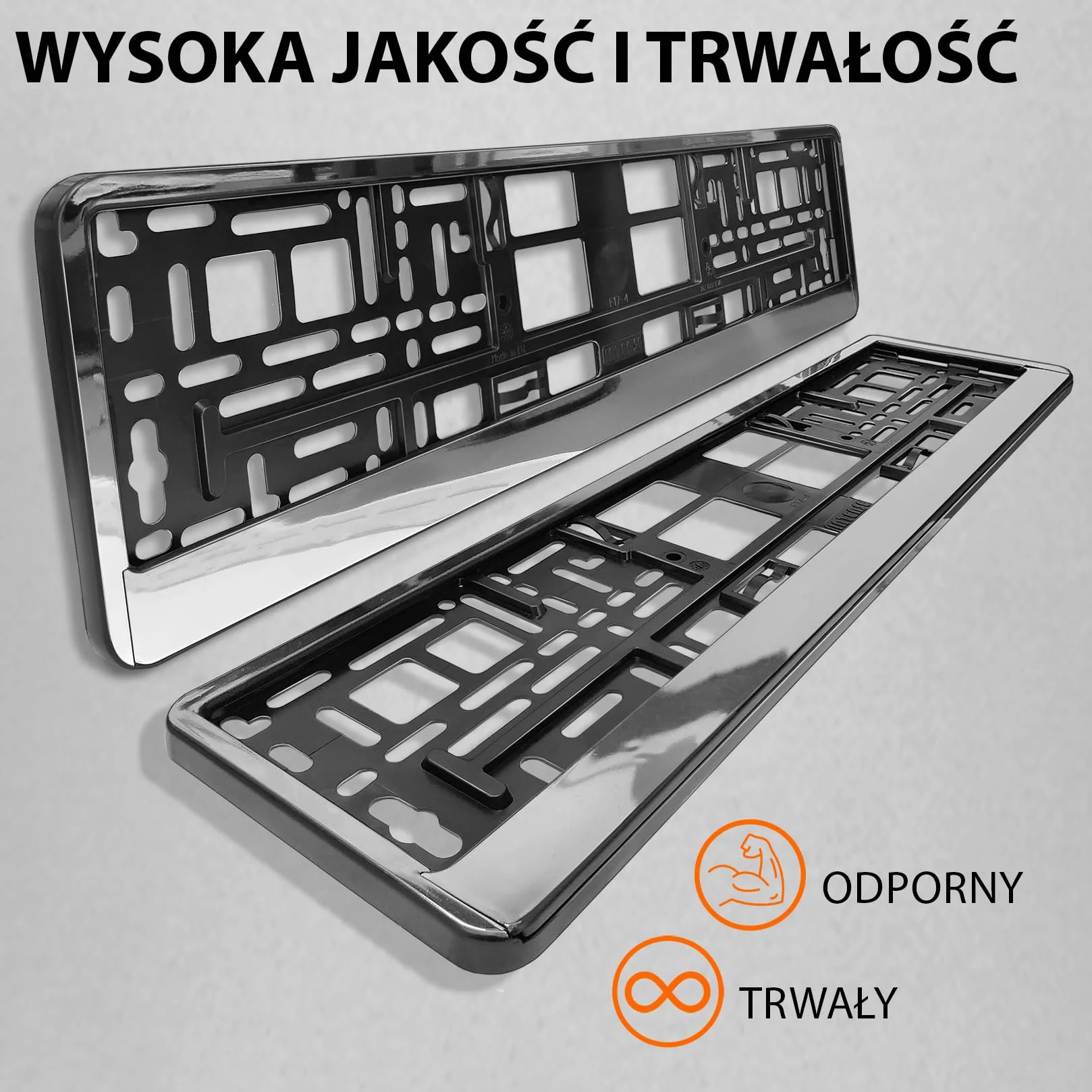 L&P - 2x Uchwyt tablicy rejestracyjnej - trwały i bezpieczny - 8 śrub - chrom look - 520x110 mm - Ramka do tablic rejestracyjnych - pasuje do każdego samochodu - dla polskich tablic PL - uniwersalny