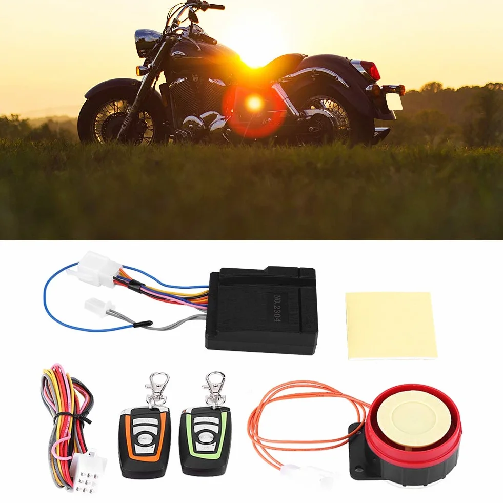 Alarmy motocyklowe, alarm motocyklowy uniwersalny antykradzieżowy alarm bezpieczeństwa dla motocykla z podwójnym pilotem zdalnego sterowania rozrusznik silnika dla pojazdu 12V