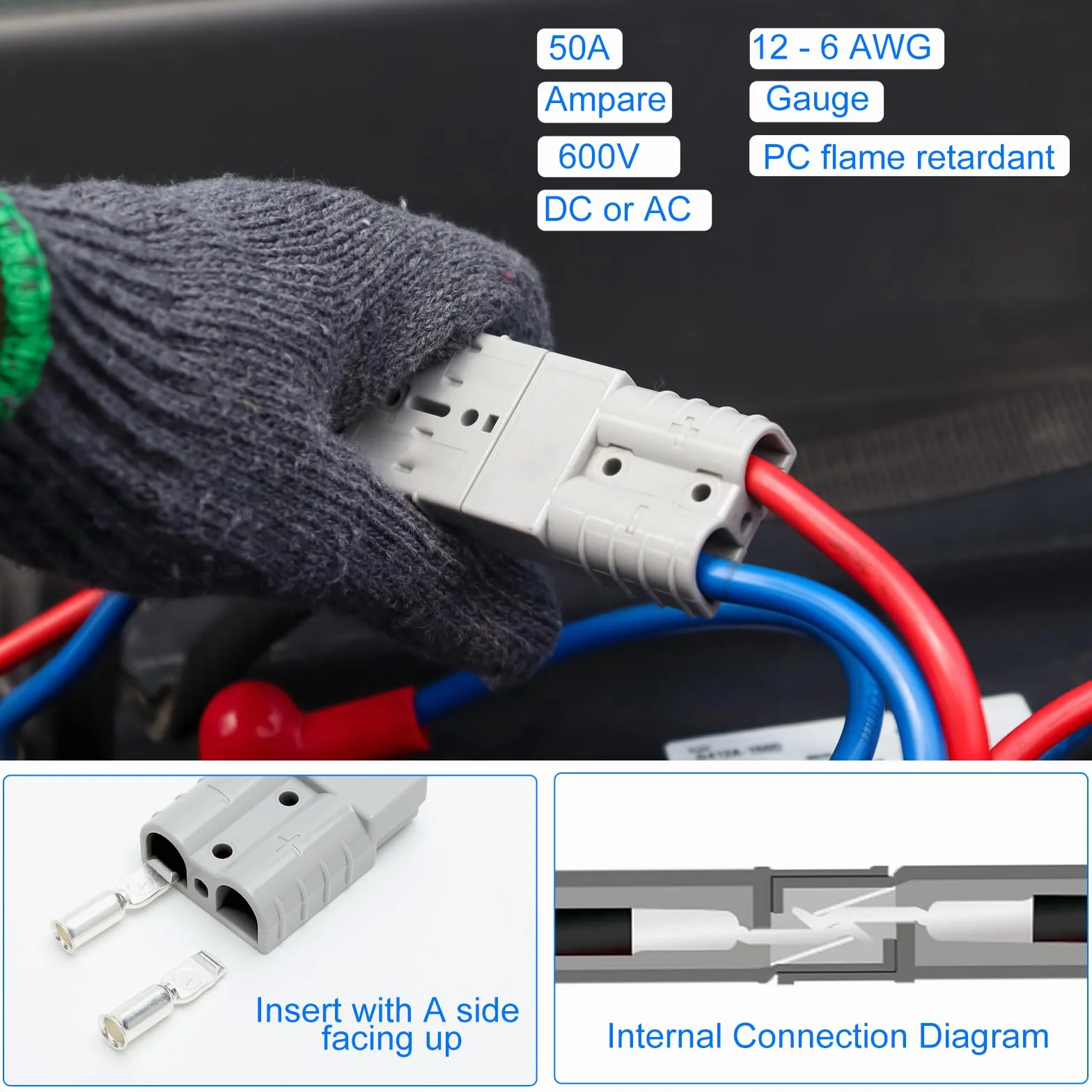 APOMOONS 2 wtyczki Anderson 50A 600V do baterii samochód motocykl przyczepa kempingowa wózek widłowy