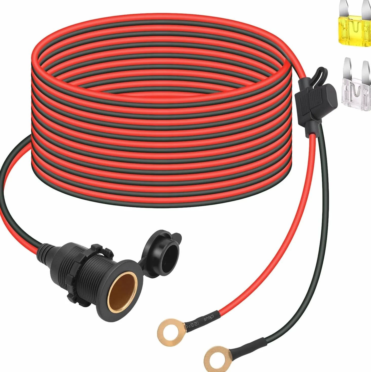 gniazdo zapalniczki Zasilacz samochodowy 12 V/24 V zacisk akumulatora do gniazdka 14AWG kabel o dużej wytrzymałości 20 A 10FT