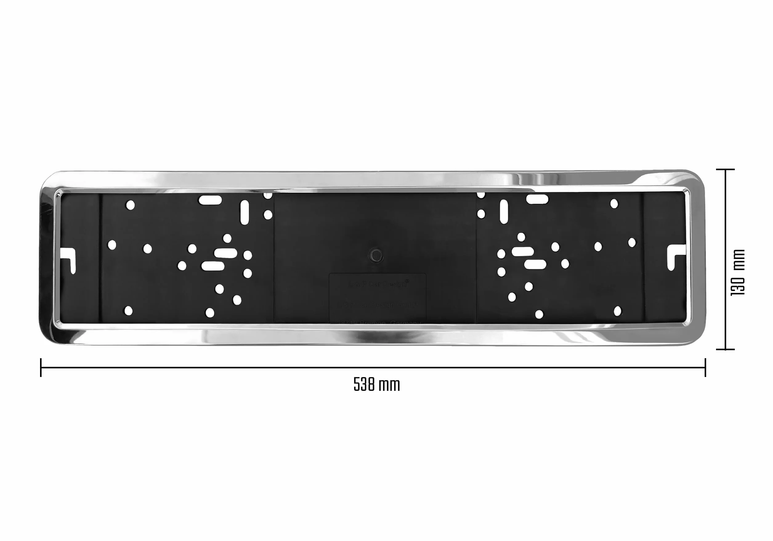 2x Uchwyt tablicy rejestracyjnej - trwały i bezpieczny - 8 śrub - stal nierdzewna polerowana - 520x110 mm - Ramka do tablic rejestracyjnych - pasuje do każdego samochodu - dla polskich tablic PL