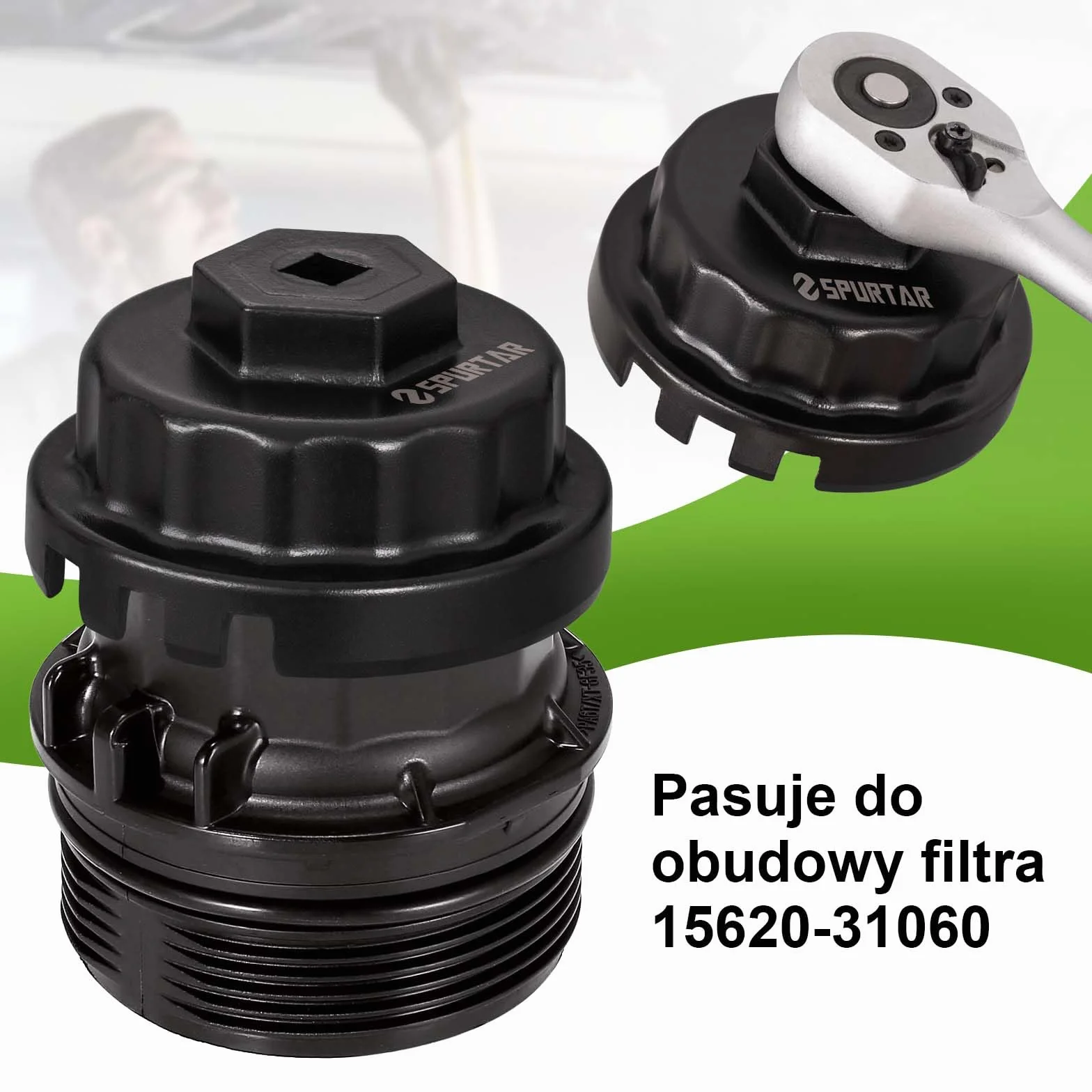 Spurtar Klucz do filtra oleju 64 mm 14-kątny, nasadka do filtra oleju kompatybilna z Lexus, Camry, Tundra 2,5-5,7L