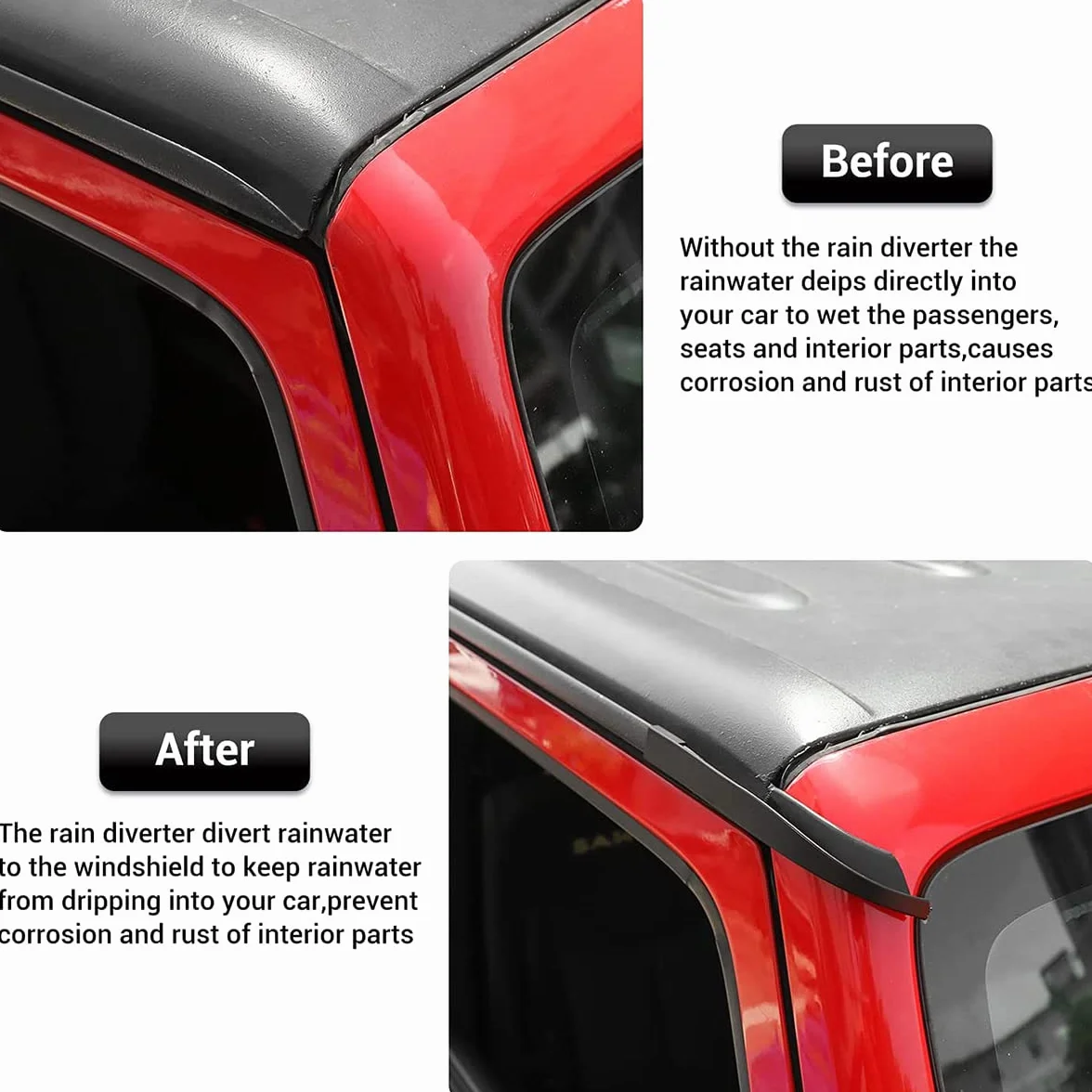 ABS Hardtop Osłona Przed Deszczem, Przedłużenia Rynny, Deflektor Deszczu do Jeep Wrangler JK JKU 2011-2017